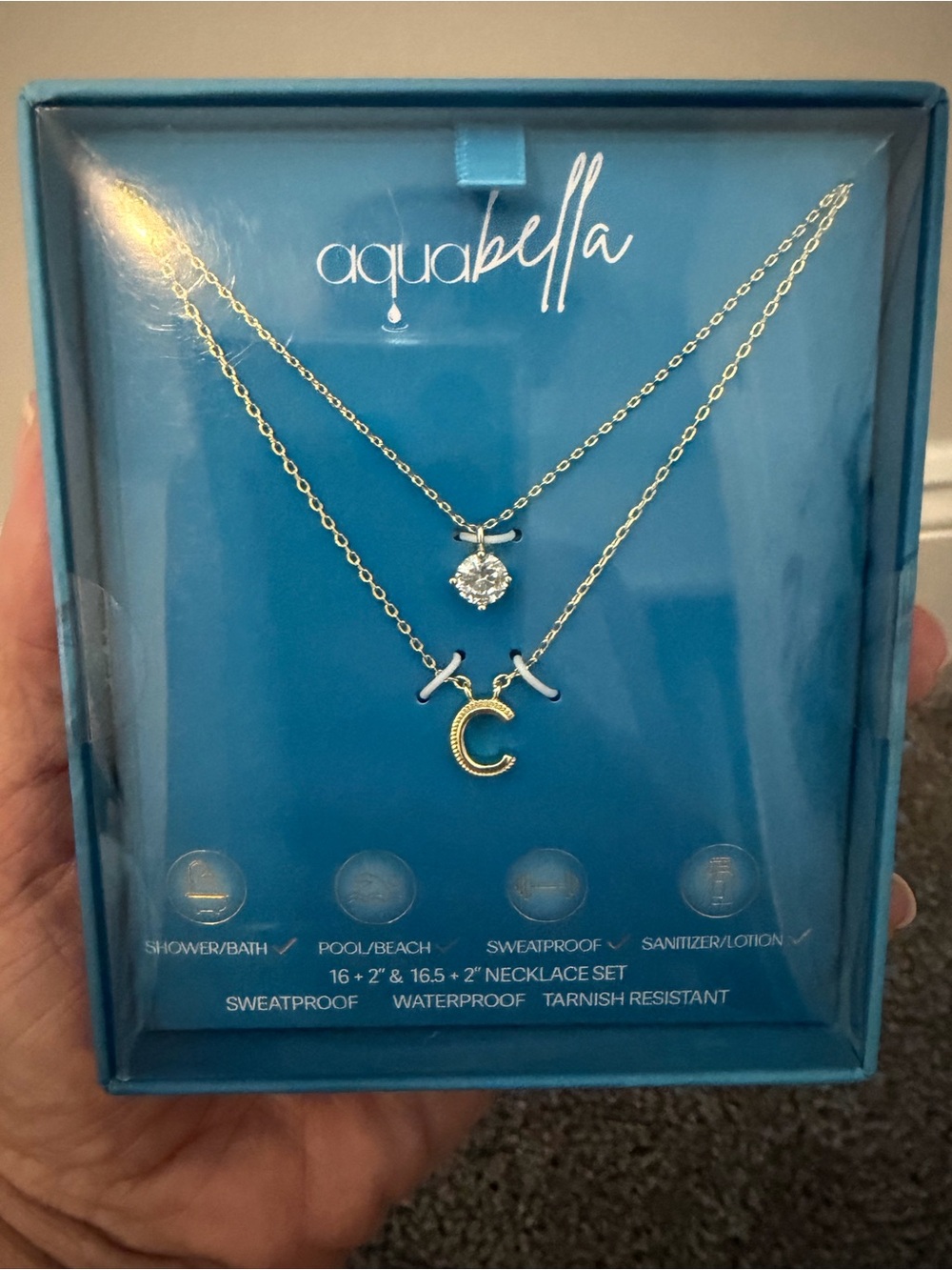 Aquabella Tarnish Free Waterproof Initial 'C' Layered Necklace Set - Picture 10 of 12